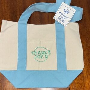 Trader Joe's Blue and Cream Canvas Tote Bag